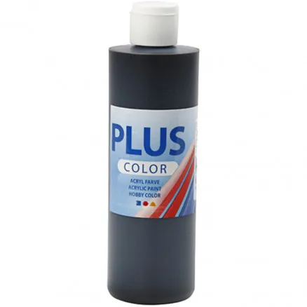 Plus Color hobbyfarge, svart, 250 ml/ 1 fl.