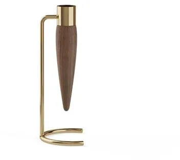 Audo Umanoff Lysestake Polert Messing/Walnut